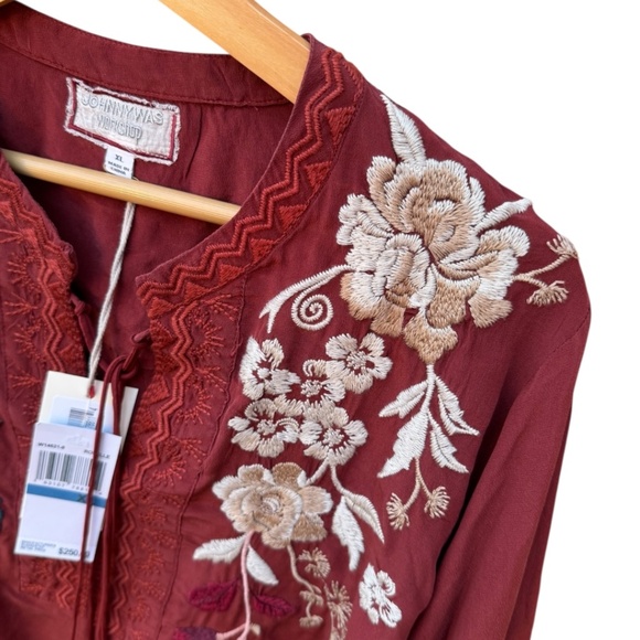 Johnny Was Silk Embroidered Blouse - Picture 5 of 11